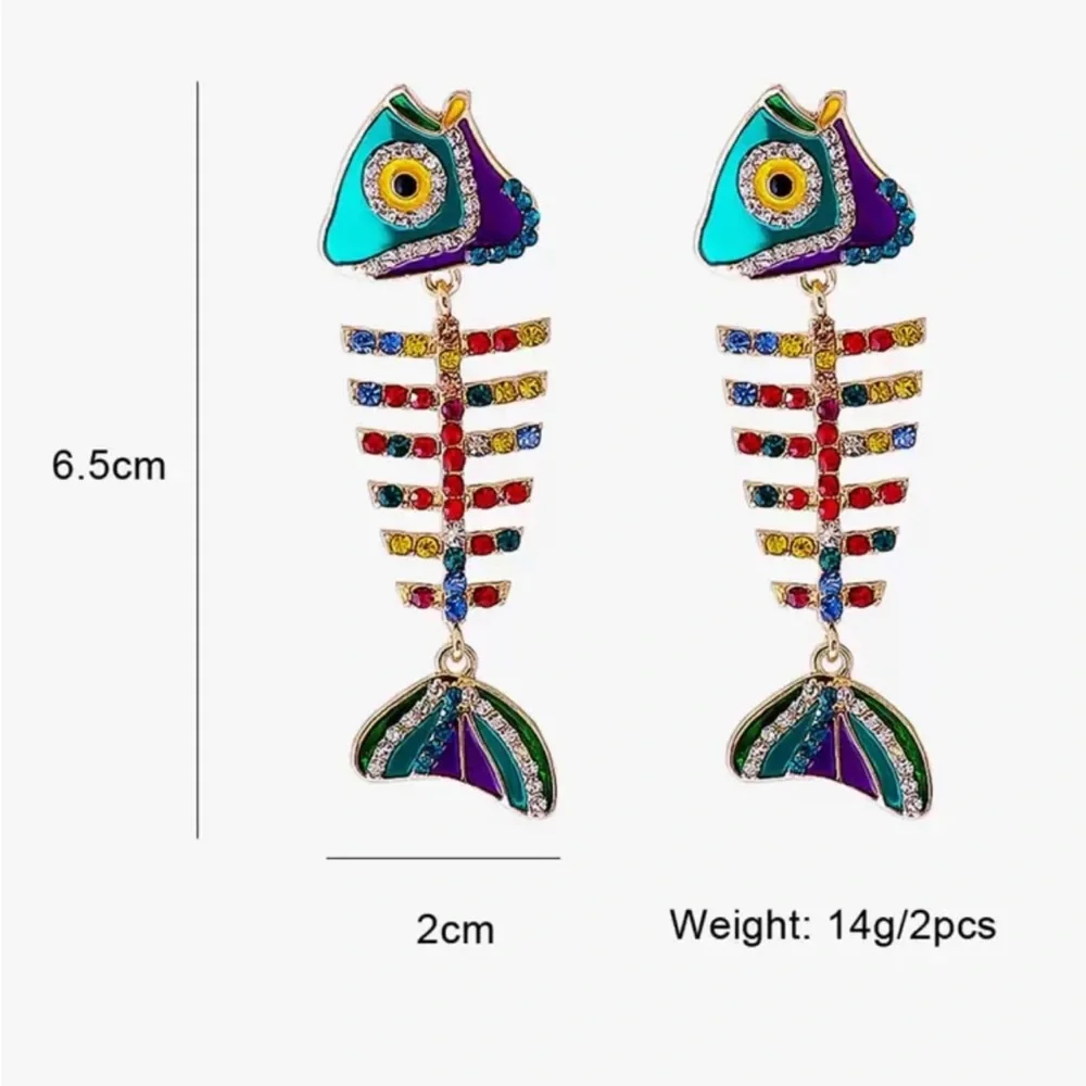 Colorful Fish Bone Earrings